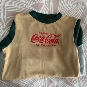 Coca Cola Tan and Green Crew Neck Sweater